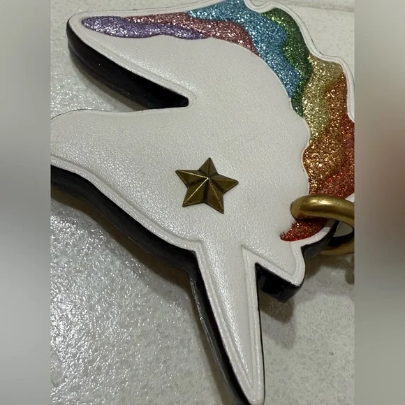 COACH Unicorn Rainbow Glitter Bag Purse Keychain Charm HTF - Picture 3 of 6
